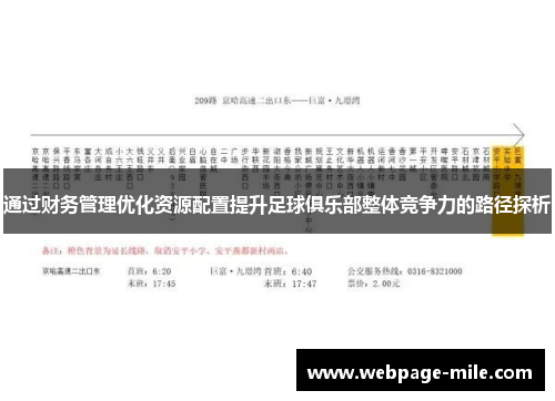 通过财务管理优化资源配置提升足球俱乐部整体竞争力的路径探析