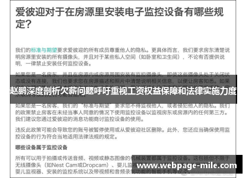 赵鹏深度剖析欠薪问题呼吁重视工资权益保障和法律实施力度 赵鹏深度剖析欠薪问题呼吁重视工资权益保障和法律实施力度